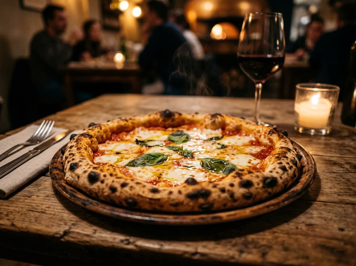Frische Pizza am Tisch